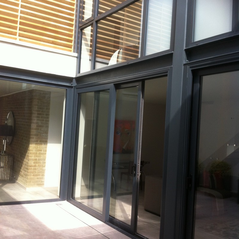 Anthracite aluminium sliding patio doors fitted in Richmond